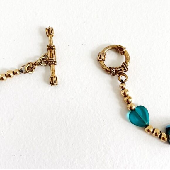 Handmade Art Glass Bead Multicolored 14k Gold Necklace and Earrings Matching Set - Picture 8 of 11